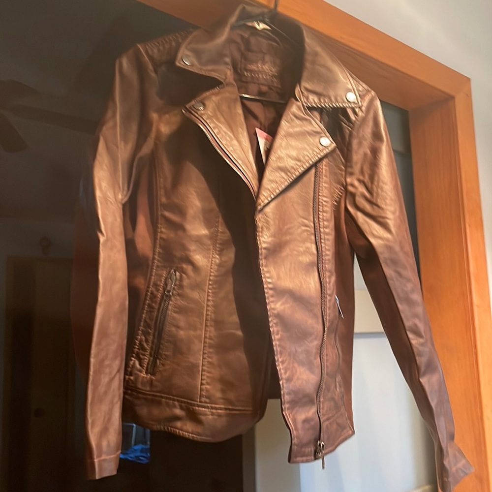 New faux leather brown jacket